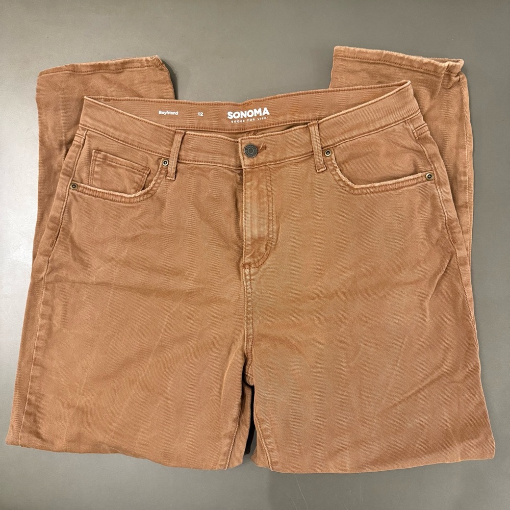 Sonoma Cinnamon Tan Brown Boyfriend Jeans Pants - Size 12